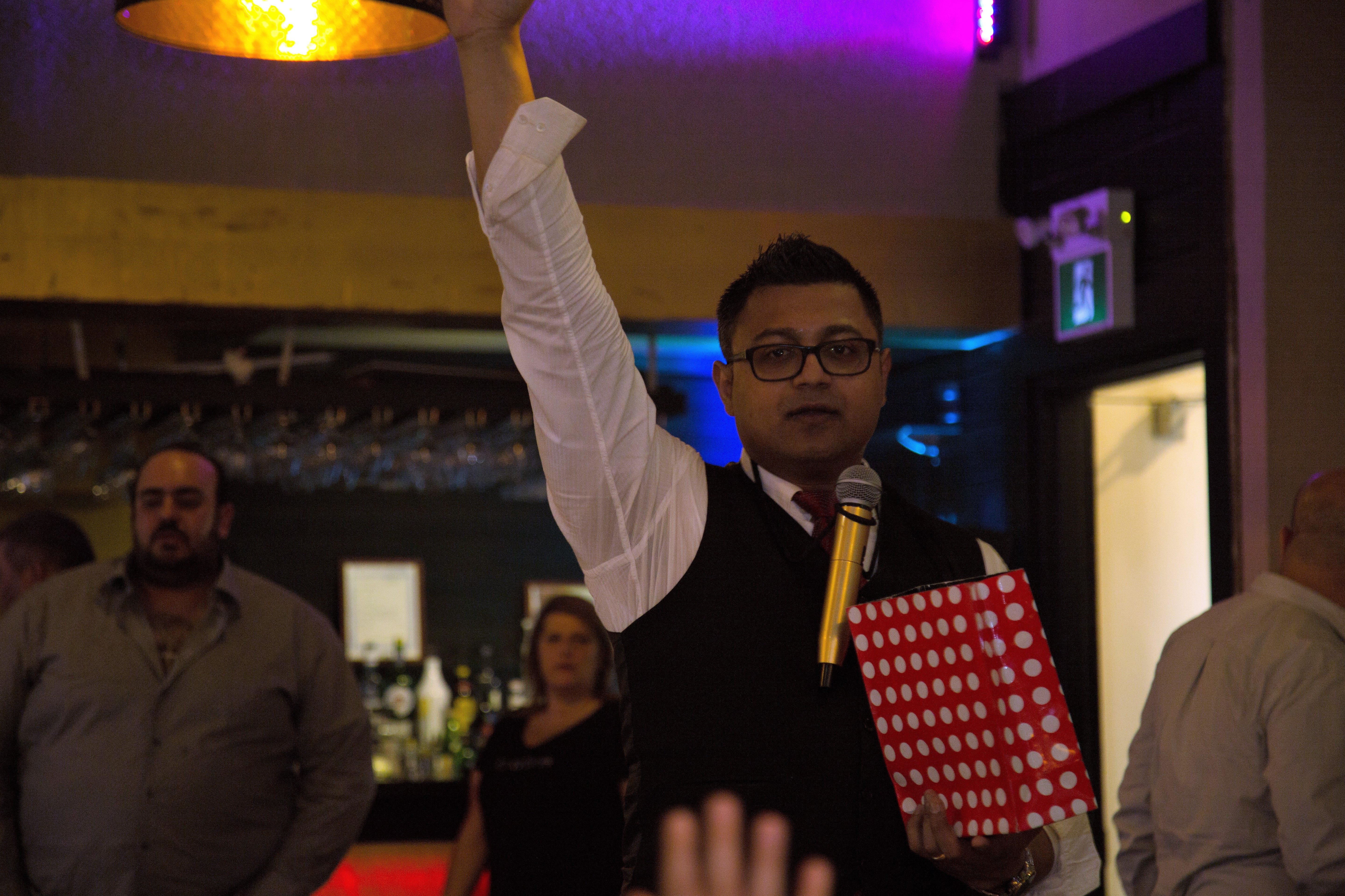 Emcee hosting and engaging with the crowd